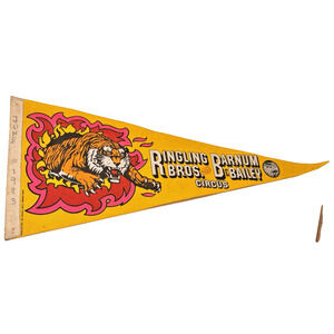 VTG Ringling Bros. and Barnum & Bailey Circus Felt Pennant Banner Tiger Yellow